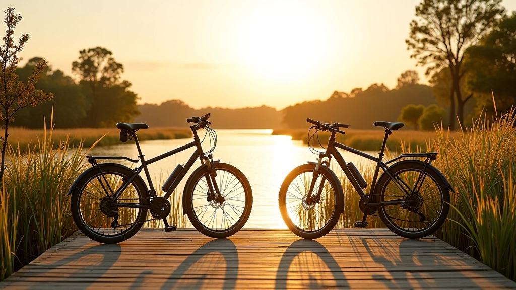 Vista de la Laguna Principal de Chascomús con bicicletas estacionadas