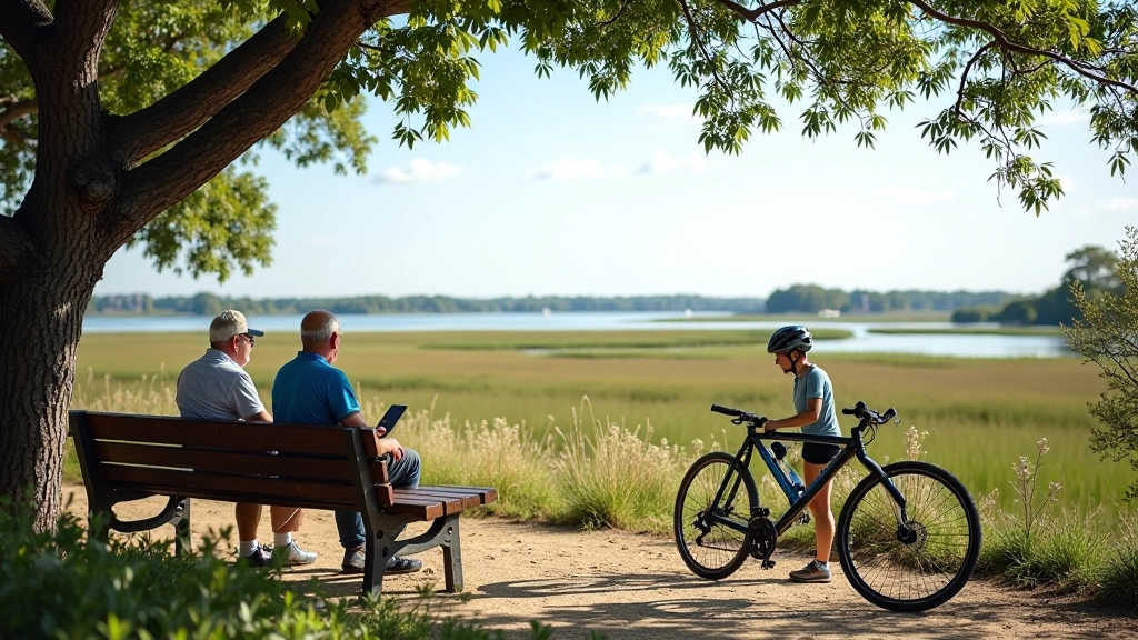 Ciclistas descansando en un punto de descanso con vista al paisaje